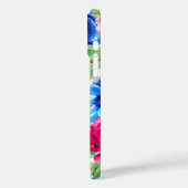 明るいピンクと青のフローラモノグラム Case-Mate iPhoneケース (裏面 / 左)