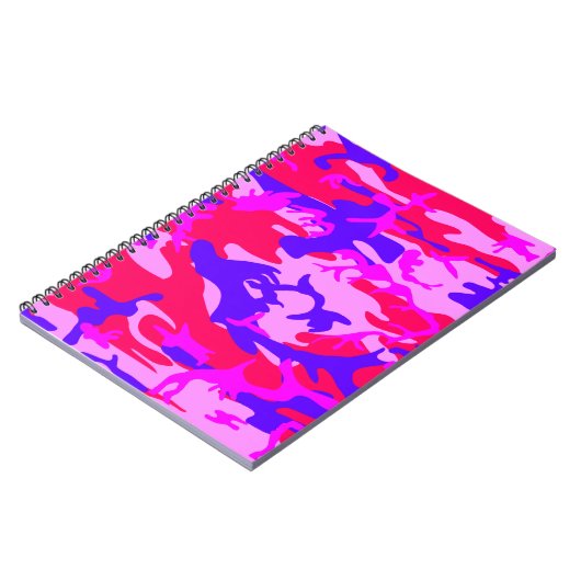 明るいピンクと青の迷彩画のノートブック ノートブック (左側)
