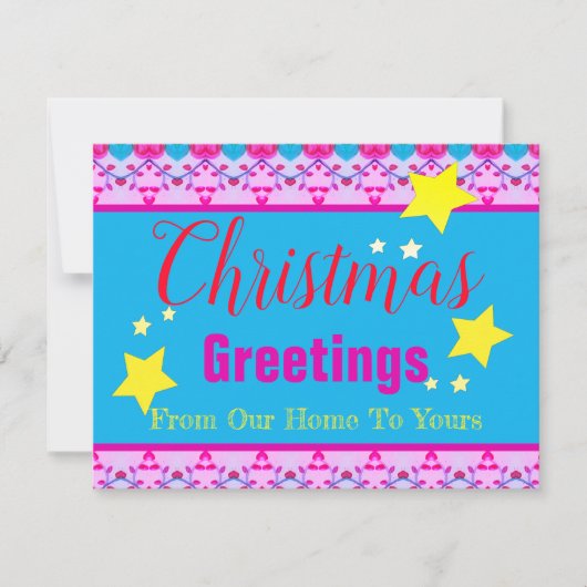 明るいピンクと青 ノートカード (正面)