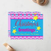 明るいピンクと青 ノートカード (正面/裏面インサイチュ)