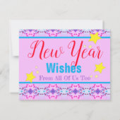 明るいピンクと青 ノートカード (裏面)