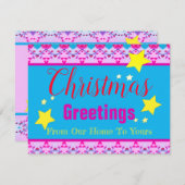 明るいピンクと青 ノートカード (正面/裏面)