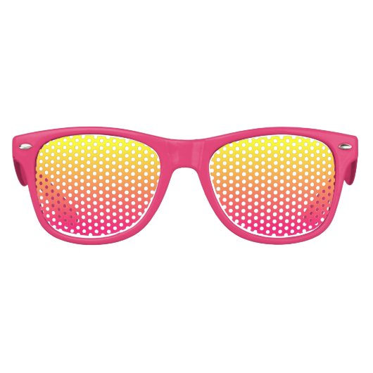 明るいピンクと黄グラデーション色 キッズサングラス (正面)