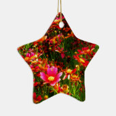 明るいピンクと黄色のデイジー野生の花 セラミックオーナメント (右)