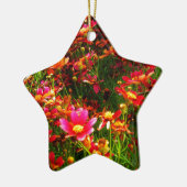 明るいピンクと黄色のデイジー野生の花 セラミックオーナメント (左)