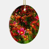 明るいピンクと黄色のデイジー野生の花 セラミックオーナメント (右)