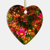 明るいピンクと黄色のデイジー野生の花 セラミックオーナメント (右)