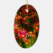 明るいピンクと黄色のデイジー野生の花 セラミックオーナメント (右)