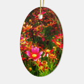 明るいピンクと黄色のデイジー野生の花 セラミックオーナメント (左)