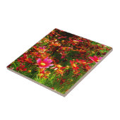 明るいピンクと黄色のデイジー野生の花 タイル (側面)