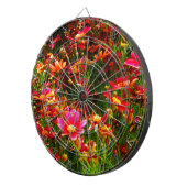 明るいピンクと黄色のデイジー野生の花 ダーツボード (正面右)