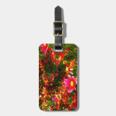 明るいピンクと黄色のデイジー野生の花 ラゲッジタグ (正面縦)