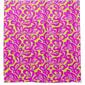 明るいピンクと黄色の植物学 シャワーカーテン (正面)