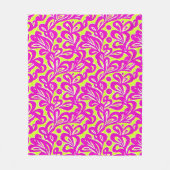 明るいピンクと黄色の植物学 フリースブランケット (正面)