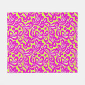 明るいピンクと黄色の植物学 フリースブランケット (正面(横))