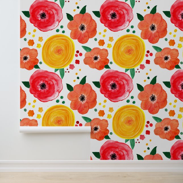 明るいピンクと黄色の水色フローラ 壁紙 (アプリケーション)