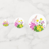 明るいピンクと黄色の野生の花のベビーシャワー コンフェッティ (正面)