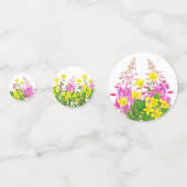 明るいピンクと黄色の野生の花のベビーシャワー コンフェッティ (裏面)