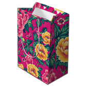 明るいピンクと黄色の陳腐なフローラ ミディアムペーパーバッグ (裏面アングル)