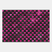 明るいピンクと黒のグラムパターフェミニンン ラッピングペーパーシート (正面3)