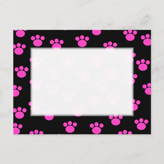 明るいピンクと黒の手の印刷パターン。 ポストカード (正面)