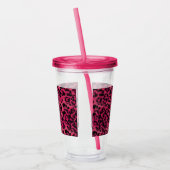 明るいピンクと黒の斑点ヒョウ アクリルタンブラー (左)