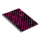 明るいピンクと黒のGlamハートパターン ノートブック (右側)