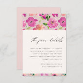 明るいピンクのおもしろい水色フローラ結婚の詳細 エンクロージャーカード (正面/裏面)