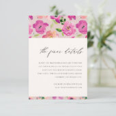 明るいピンクのおもしろい水色フローラ結婚の詳細 エンクロージャーカード (スタンド正面)