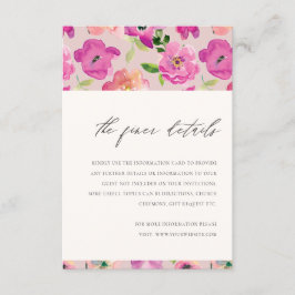 明るいピンクのおもしろい水色フローラ結婚の詳細 エンクロージャーカード