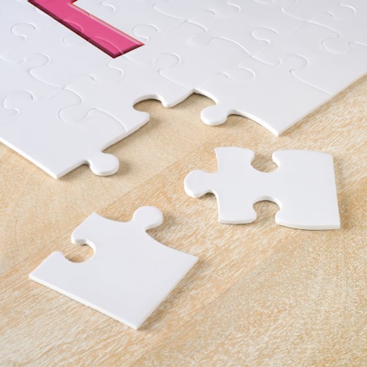 明るいピンクのかわいい漫画の女の赤ちゃんの文字- ジグソーパズル (側面)