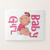 明るいピンクのかわいい漫画の女の赤ちゃんの文字- ジグソーパズル (横)