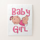 明るいピンクのかわいい漫画の女の赤ちゃんの文字- ジグソーパズル (縦)