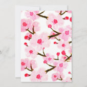 明るいピンクのさくらんぼ結婚の花 招待状 (裏面)