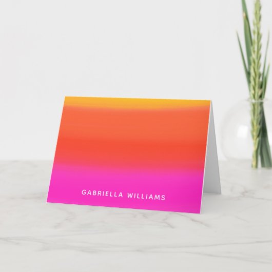 明るいピンクのオレンジ色の水パーソナライズされた色名 カード (正面)