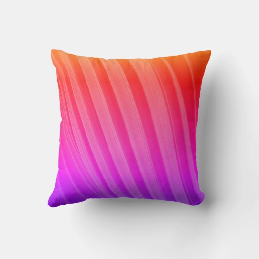 明るいピンクのオレンジ色の紫色のパームストライプのフロン クッション (裏面)