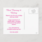 明るいピンクのカップケーキのクリスマスのケータリングのプロモーション シーズンポストカード (裏面)