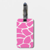 明るいピンクのキリンのプリントパターン ラゲッジタグ (裏面縦)