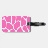 明るいピンクのキリンのプリントパターン ラゲッジタグ (裏面横)