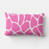 明るいピンクのキリンのプリントパターン ランバークッション (裏面)