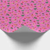 明るいピンクのクリスマスラッピング紙-おもしろいとフェ ラッピングペーパー (角)