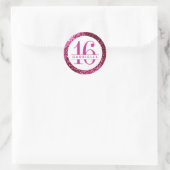 明るいピンクのグリッター誕生日お気に入りステッカーラベル ラウンドシール (バッグ)