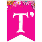 明るいピンクのグルービー女性のカーボーイレトロデイジー バンティングフラッグ (第3の旗)