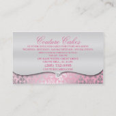 明るいピンクのケーキのオートクチュールの派手なダマスク織のケーキのベーカリー 名刺 (裏面)