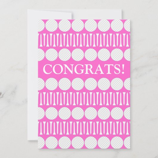 明るいピンクのゴルファーのカスタマイズあいさつカード サンキューカード (正面)