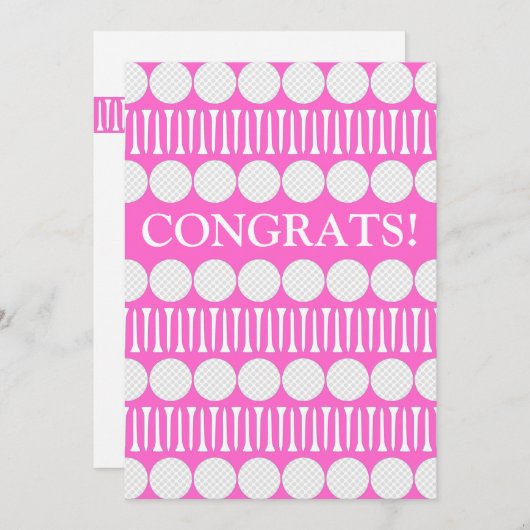 明るいピンクのゴルファーのカスタマイズあいさつカード サンキューカード (正面/裏面)