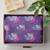 明るいピンクのサンタハットに可愛いユニコーン 薄葉紙 (ギフト)