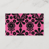 明るいピンクのシックな素敵なブラックダマスク 名刺 (裏面)