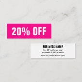 明るいピンクのシンプルトレンディーのモダン割引カード スキニー名刺 (正面/裏面)