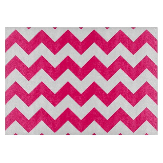 明るいピンクのジグザグ模様 カッティングボード (正面)